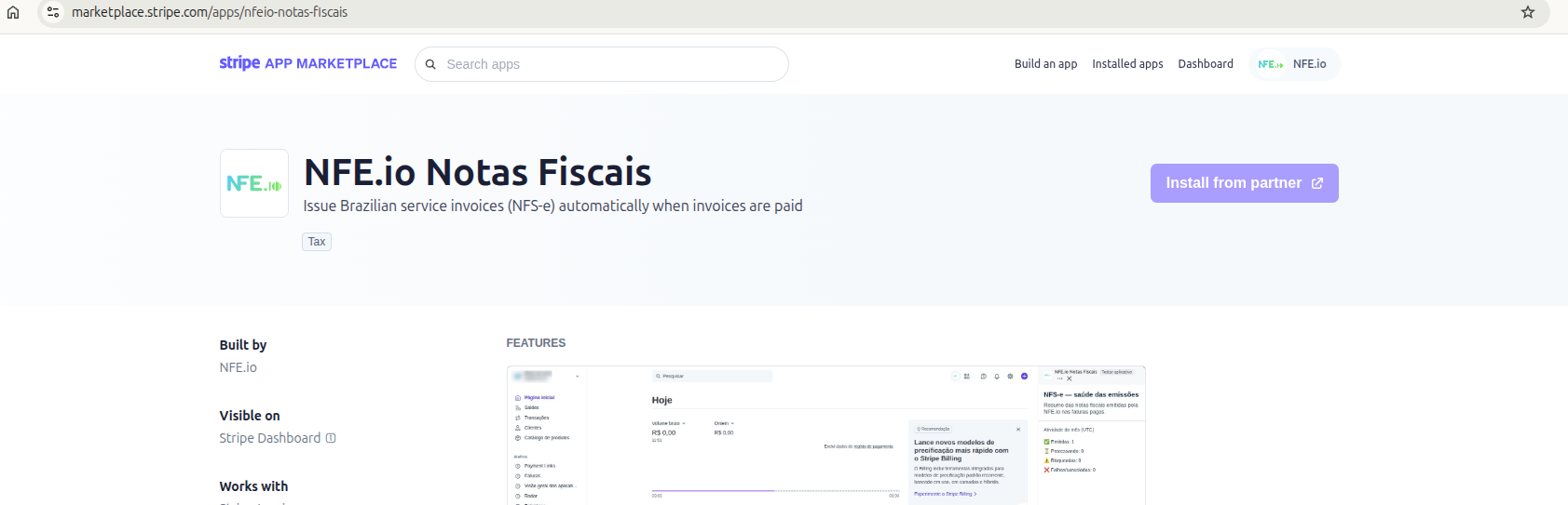 Emita NFS-e automaticamente a cada fatura paga no Stripe, direto pela NFE.io